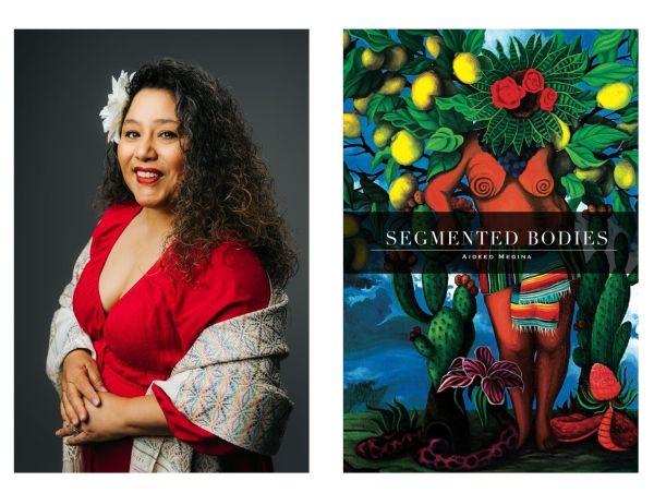 A photo of the author and an image of their book cover.
